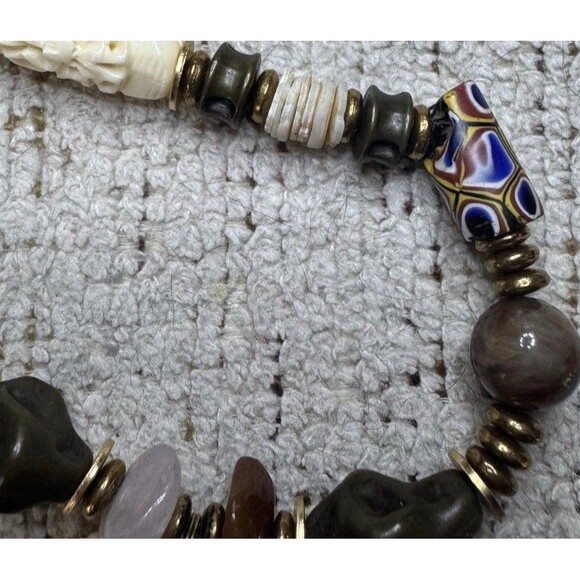 Sandra David Multistone Carved Elephant Bold Statement Necklace - Picture 5 of 8